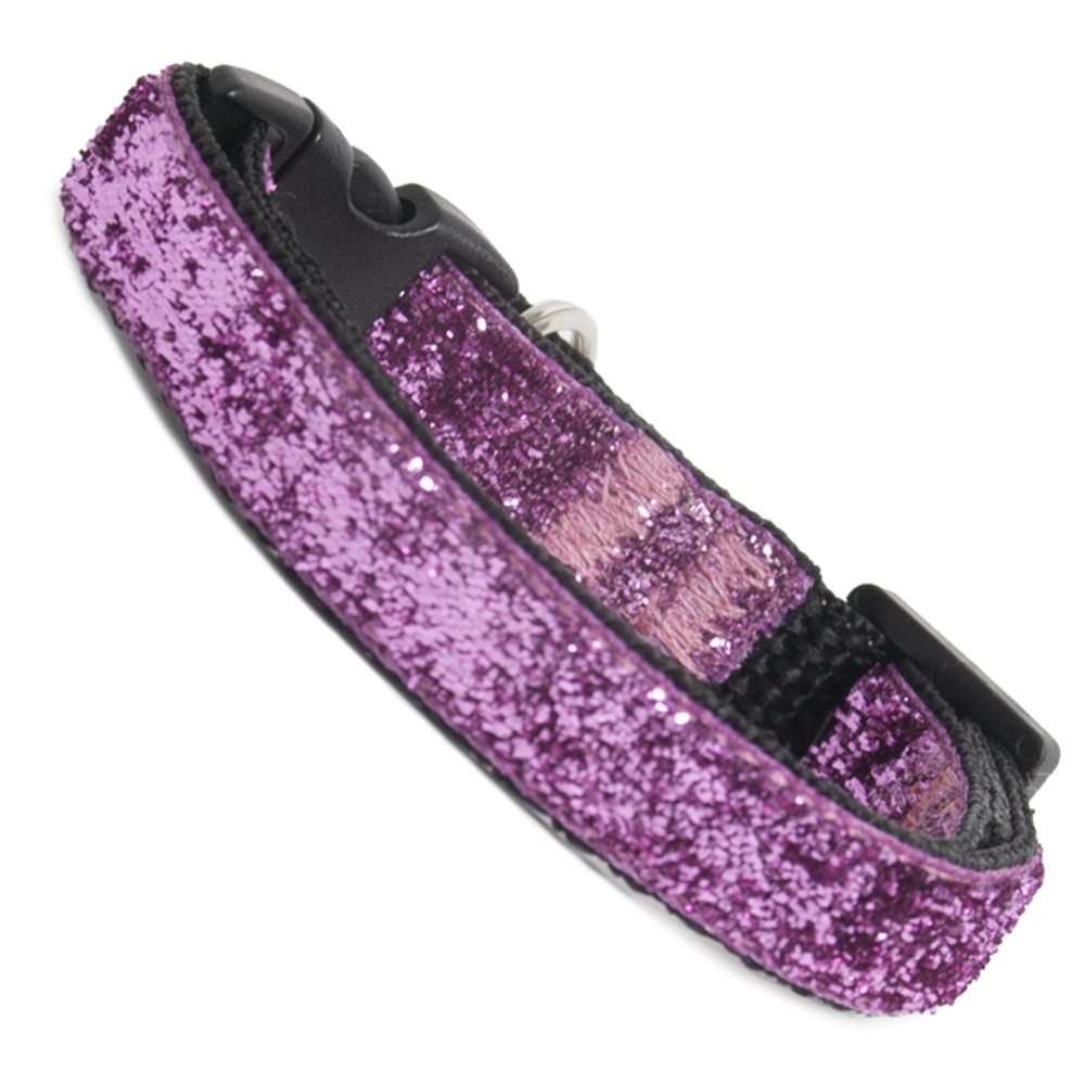 Pink Glitter Velvet Safety Cat Collar With Bell